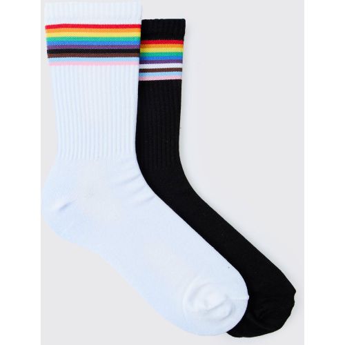 Lot de 2 paires de chaussettes arc-en-ciel - Pride - ONE SIZE - Boohooman - Modalova