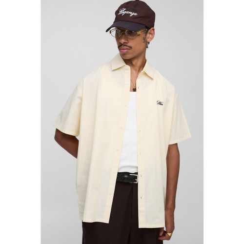 Chemise oversize à rayures et manches courtes - 2XL - Boohooman - Modalova