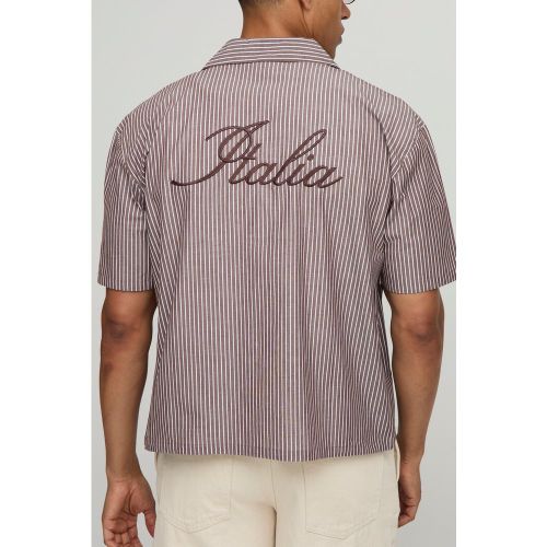Chemise oversize rayée à broderie Italia - 2XL - Boohooman - Modalova