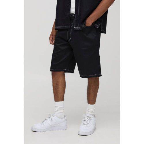 Short large en twill à coutures contrastantes - 28 - Boohooman - Modalova