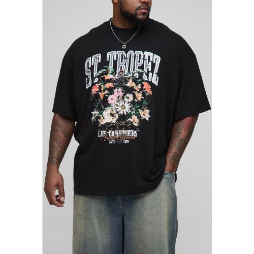 Grande taille - T-shirt oversize à col montant et imprimé palmier - 2XL - Boohooman - Modalova