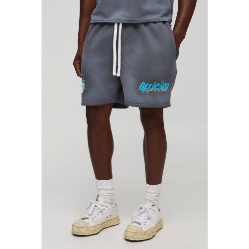Short large délavé à imprimé moto - S - Boohooman - Modalova