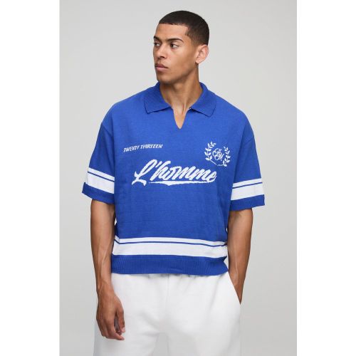 Polo oversize en maille à motif jacquard - S - Boohooman - Modalova