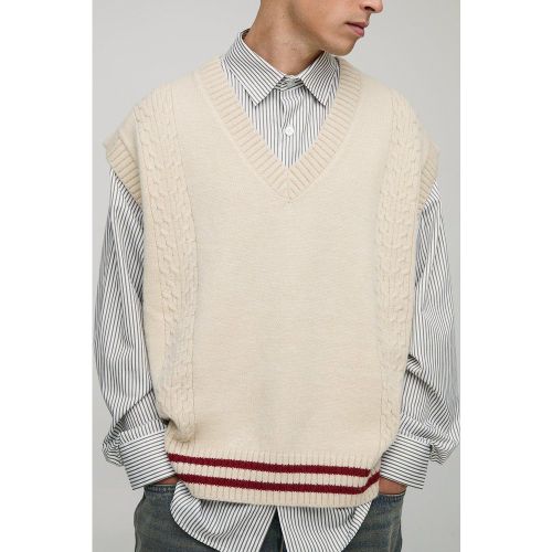 Pull oversize à col V en maille - S - Boohooman - Modalova