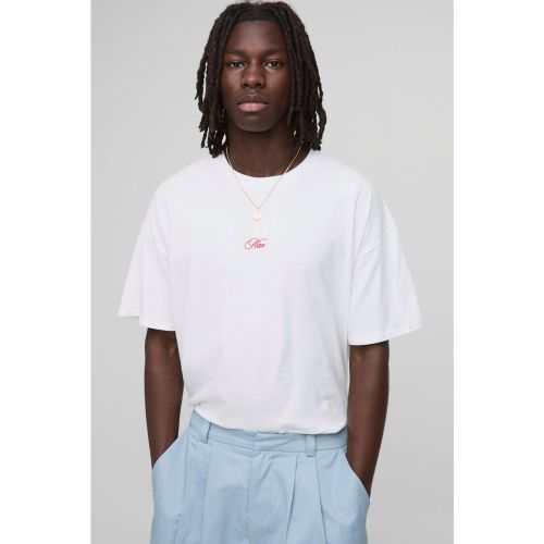 T-shirt oversize imprimé à broderie - MAN - S - Boohooman - Modalova