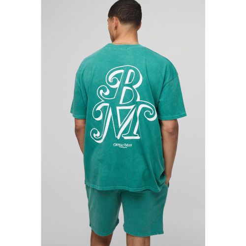 Ensemble oversize délavé à imprimé BM homme - S - Boohooman - Modalova