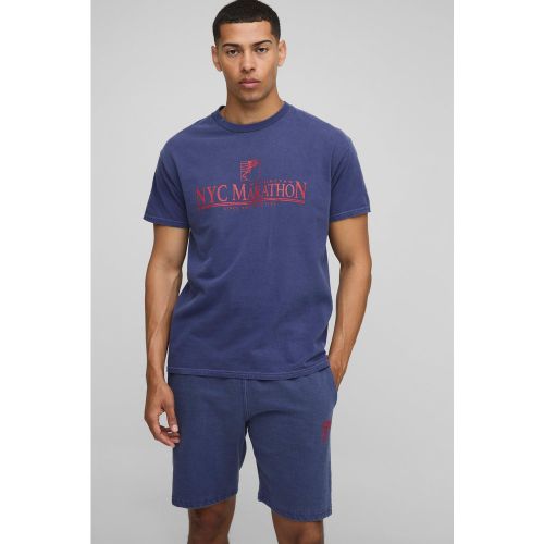 Ensemble oversize délavé avec t-shirt et short - S - Boohooman - Modalova