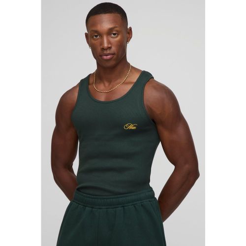 Débardeur côtelé à broderie moulante - MAN - S - Boohooman - Modalova