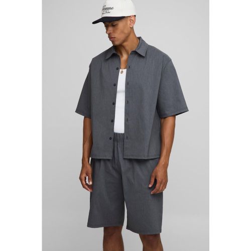 Oversized Half Sleeve Marl Tech Stretch Shirt & Bermuda Short Set - S - Boohooman - Modalova