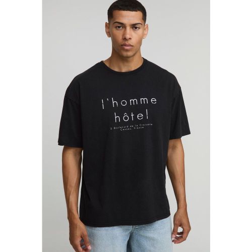 T-shirt oversize délavé imprimé - S - Boohooman - Modalova