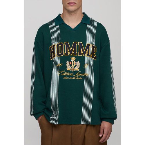 Oversized Homme Applique Stripe Rugby Polo homme - S - Boohooman - Modalova