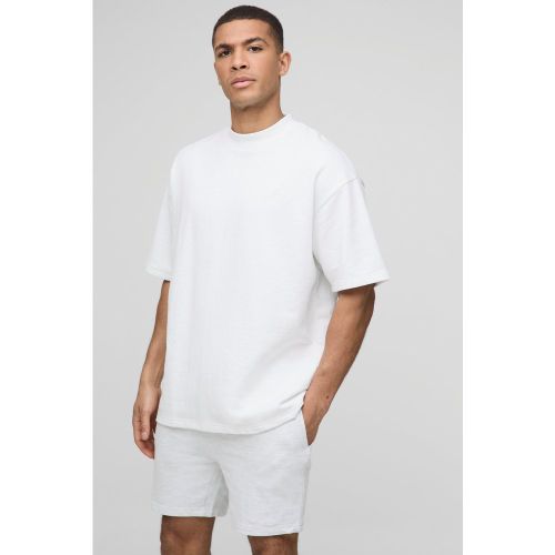 T-shirt épais oversize à col montant et logo BM - S - Boohooman - Modalova