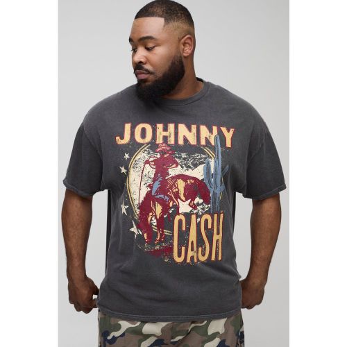 Plus Johnny Cash License Print Washed T-Shirt - 2XL - Boohooman - Modalova