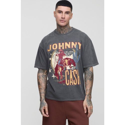 Tall Oversized Boxy Johnny Cash License Washed Print T-Shirt - 2XL - Boohooman - Modalova