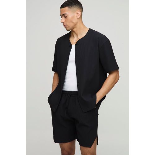 Ensemble oversize avec chemise plissée et short de running - S - Boohooman - Modalova