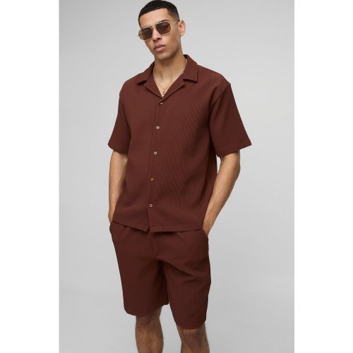 Ensemble oversize plissé avec chemise et short - S - Boohooman - Modalova