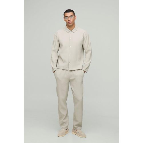 Ensemble oversize plissé avec Surchemise et pantalon - S - Boohooman - Modalova