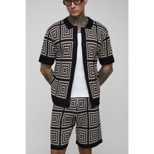 Tall - Ensemble en crochet avec chemise et short - 2XL - Boohooman - Modalova