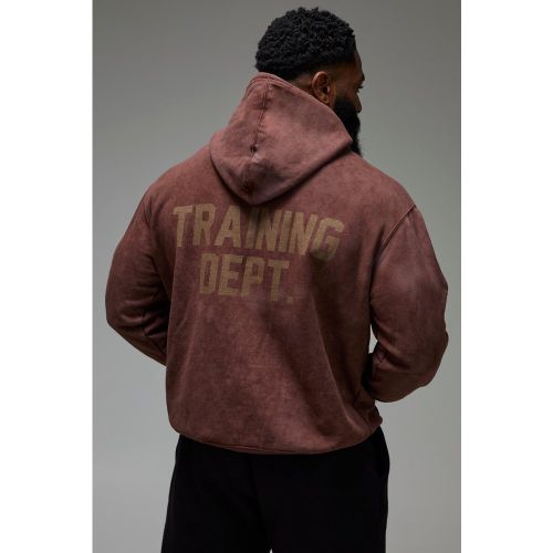 Sweat à capuche oversize délavé à slogan - MAN Active - S - Boohooman - Modalova