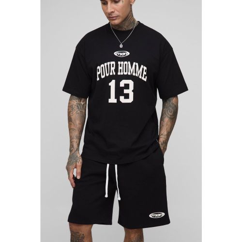 Tall - Ensemble oversize imprimé avec t-shirt et short - 2XL - Boohooman - Modalova