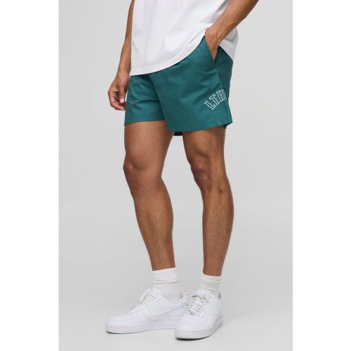 Boxer élastiqué en coton à broderie - S - Boohooman - Modalova