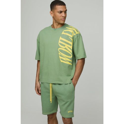 Ensemble oversize à coutures apparentes avec t-shirt et short homme - S - Boohooman - Modalova