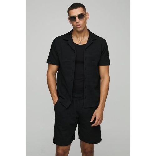 Ensemble texturé avec chemise et short - S - Boohooman - Modalova