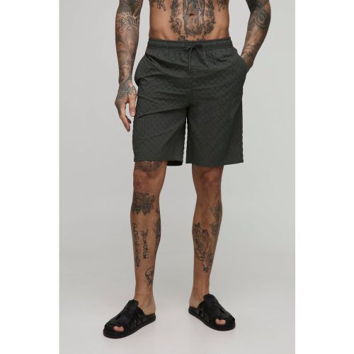 Tall - Short de bain long texturé - 2XL - Boohooman - Modalova