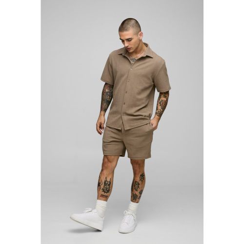 Ensemble en jersey avec chemise et short - S - Boohooman - Modalova