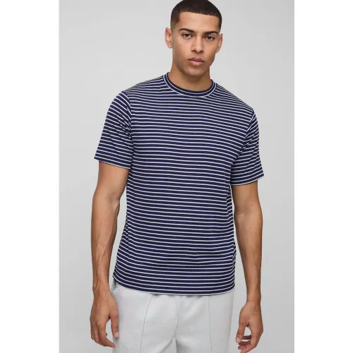 T-shirt rayé - S - Boohooman - Modalova