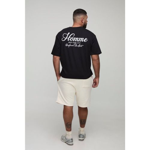 Grande taille - Ensemble oversize imprimé avec t-shirt et short - 2XL - Boohooman - Modalova