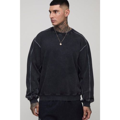 Tall - Sweat oversize délavé à coutures contrastantes - 2XL - Boohooman - Modalova