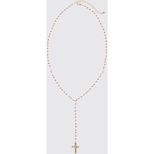 Chaîne dorée à pendentif croix - ONE SIZE - Boohooman - Modalova