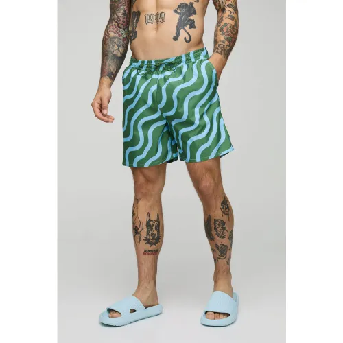 Maillot de bain mi-long à imprimé abstrait homme - S - Boohooman - Modalova
