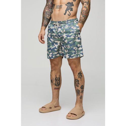 Short de bain camouflage mi long - S - Boohooman - Modalova