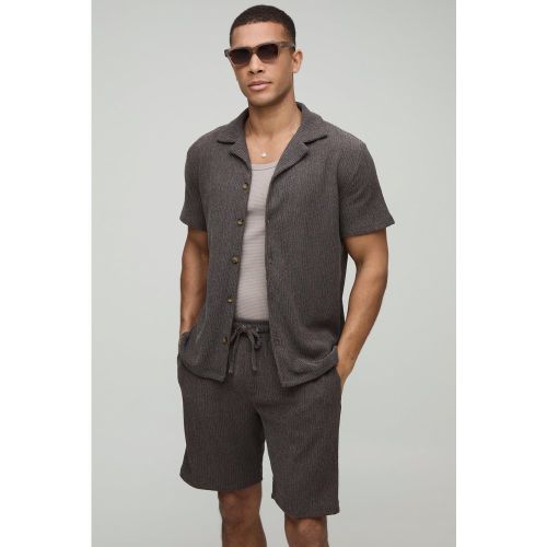 Ensemble côtelé avec chemise et short confort - S - Boohooman - Modalova