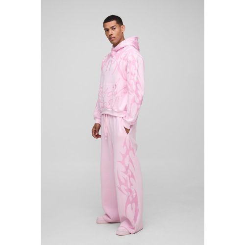 Survêtement oversize imprimé avec sweat à capuche - S - Boohooman - Modalova