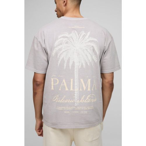 T-shirt oversize délavé à imprimé palmier - S - Boohooman - Modalova