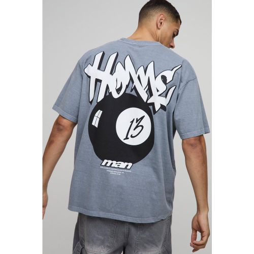 T-shirt oversize délavé à imprimé graffiti - S - Boohooman - Modalova