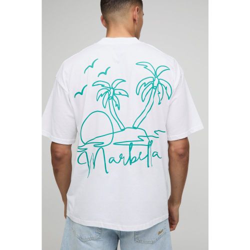T-shirt oversize à col montant et imprimé Marbella - S - Boohooman - Modalova