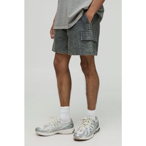 Short cargo délavé à taille élastiquée - S - Boohooman - Modalova