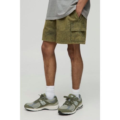 Short cargo délavé à taille élastiquée - S - Boohooman - Modalova