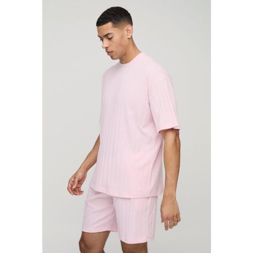 Ensemble oversize côtelé avec t-shirt et short - S - Boohooman - Modalova