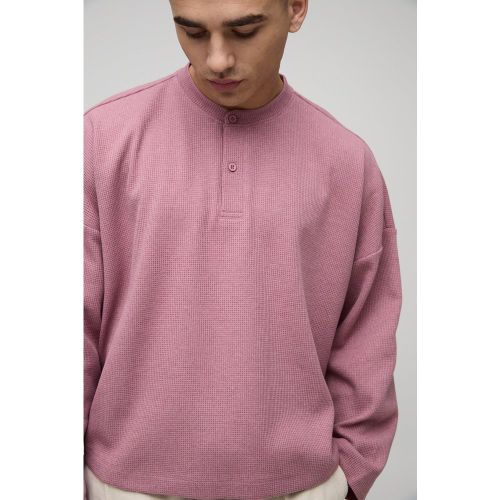 Top oversize court à col boutonné et manches longues - S - Boohooman - Modalova