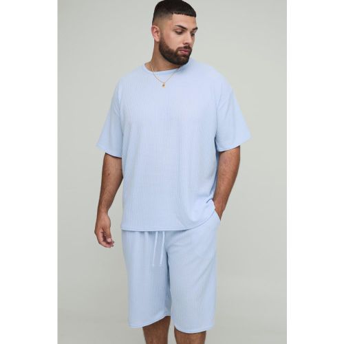 Grande taille - Ensemble oversize texturé avec t-shirt et short - 2XL - Boohooman - Modalova