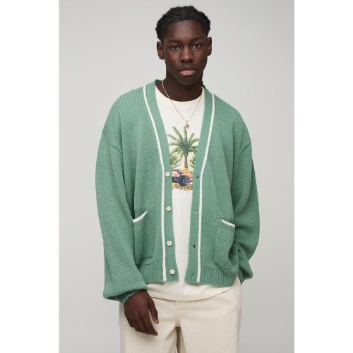 Cardigan oversize à surpiqûres - MAN - S - Boohooman - Modalova