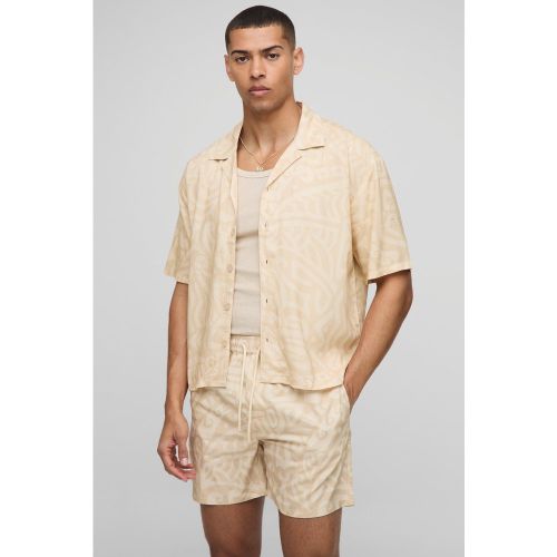 Ensemble oversize imprimé en viscose avec chemise et short de bain - S - Boohooman - Modalova