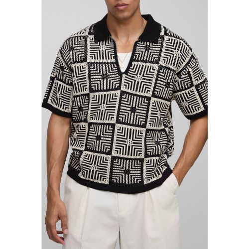 Polo oversize à col V en crochet - S - Boohooman - Modalova