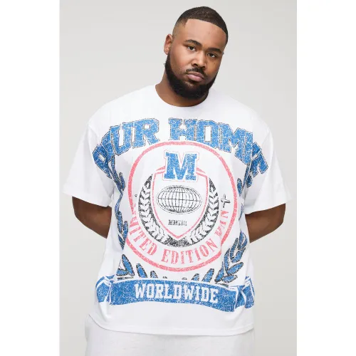 Grande taille - T-shirt oversize universitaire à coutures apparentes - 2XL - Boohooman - Modalova