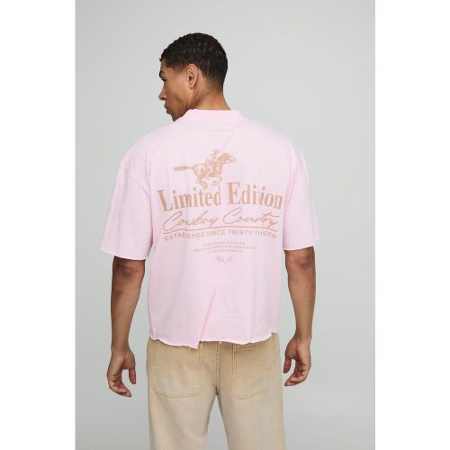 Oversized Boxy Extended Neck Distressed Western Graphic T-Shirt - S - Boohooman - Modalova